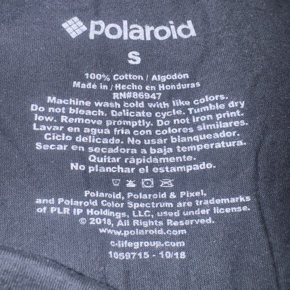 Polaroid Black Long Sleeve Tee with Rainbow Logo unisex size small - Picture 5 of 5